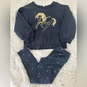 Carter’s Girls Unicorn Gray Gold Sweatshirt Leggings Matching Set Size: 8